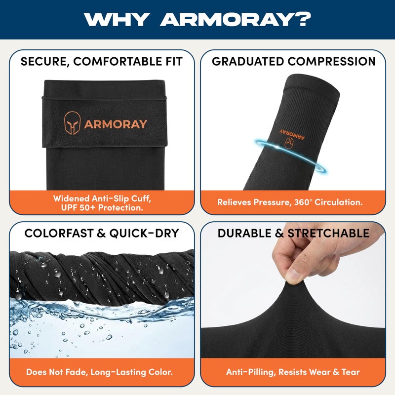 ARMORAY Arm Sleeves for Men - Tattoo Cover Up Sleeves - Arm Sleeves for Women - Sleeves to Cover Arms for Women & Men - Arm Compression Sleeve - Image 2
